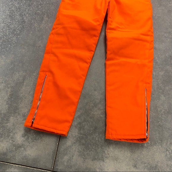 Vintage 70s American field hunting orange insulated high rise pants M - Picture 5 of 8